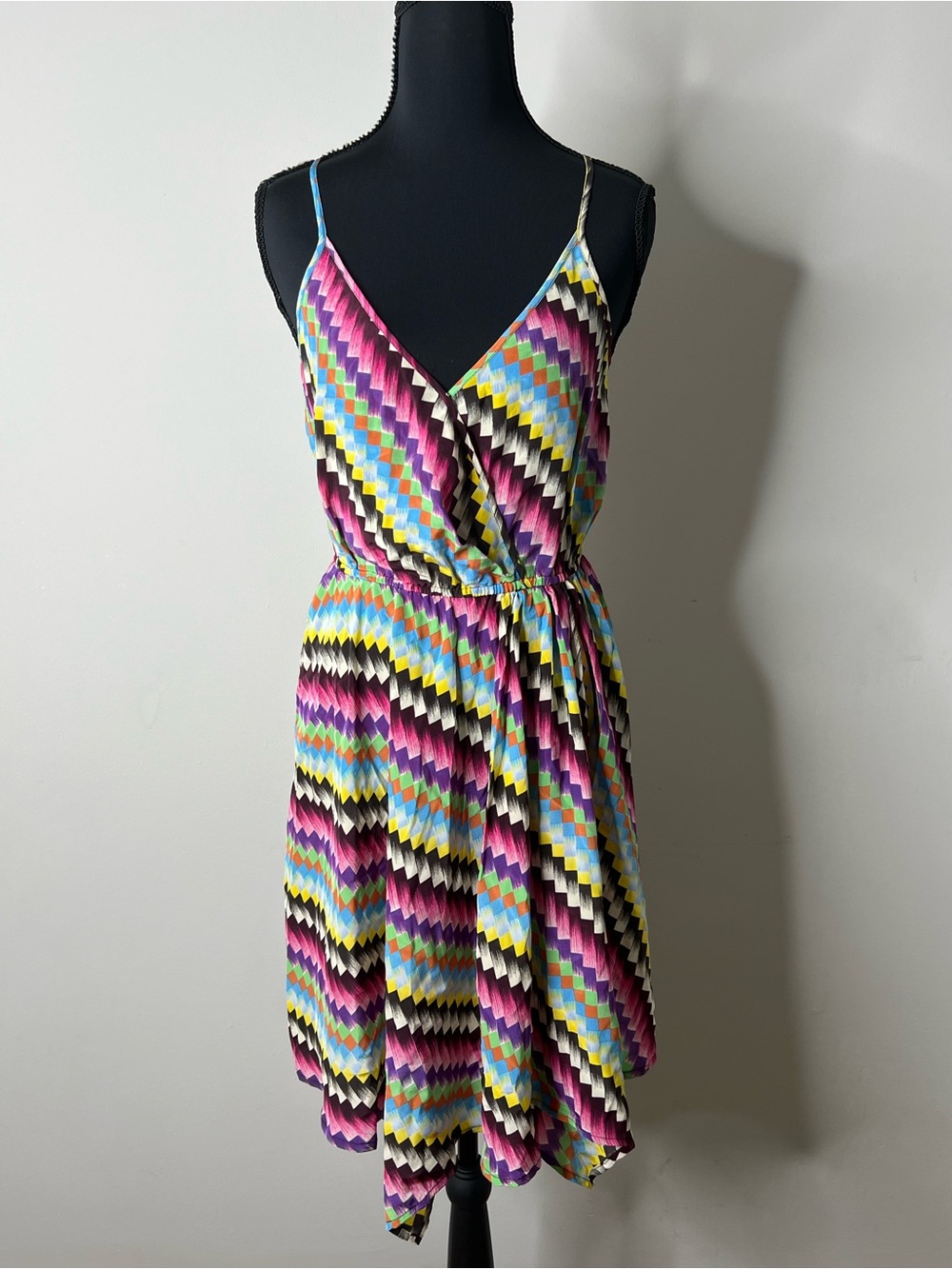 Charlie Jade Multi-Color Chevron Wrap Sundress - Women Size:XS